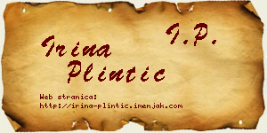 Irina Plintić vizit kartica